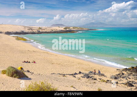 Plage Près de Corralejo, Parque Natural de Corralejo, Fuerteventura, Îles Canaries, Espagne Banque D'Images