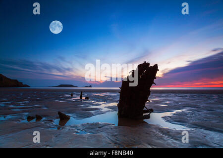 ÉPAVE DE LA HELVETIA, RHOSSILI BAY, GOWER, PAYS DE GALLES, ROYAUME-UNI Banque D'Images