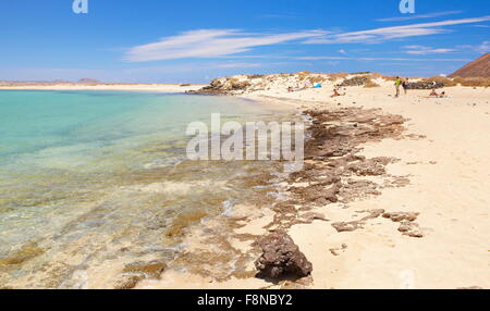 Petite plage sur l'île de Lobos, Espagne, Îles Canaries Banque D'Images