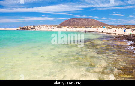 Petite plage sur l'île de Lobos, îles de Canaries, Espagne Banque D'Images