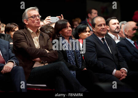 Créteil, France. 09Th Dec, 2015. Claude Bartolone, PS réunion politique de l'aile gauche française, CRETEIL, France, Anne Hidalgo, Maire de Paris, France Crédit : Ania Freindorf/Alamy Live News Banque D'Images