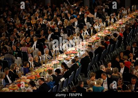 Stockholm. Dec 10, 2015. Photos prises le 10 décembre 2015 montre l'ancien Banquet Nobel à l'hôtel de ville de Stockholm, capitale de la Suède. Credit : Ye Pingfan/Xinhua/Alamy Live News Banque D'Images