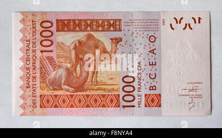 Franc CFA d'Afrique de l'ouest (vers l'arrière ou vers l'arrière) Banque D'Images