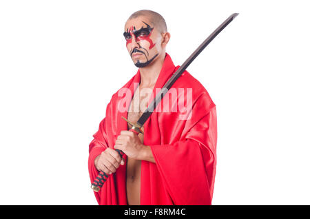 L'homme à l'épée isolated on white Banque D'Images