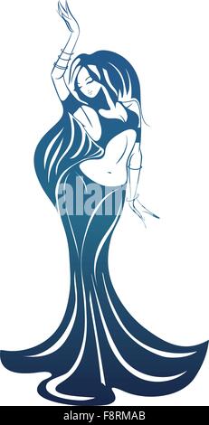 Femme dansant en pose expressive silhouette. Illustration de Vecteur