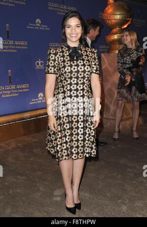 Los Angeles, CA. Dec 10, 2015. America Ferrera à la conférence de presse pour la 73e assemblée annuelle Golden Globe Awards annonce, le Beverly Hilton Hotel, Los Angeles, CA, 10 décembre 2015. © Dee Cercone/Everett Collection/Alamy Live News Banque D'Images