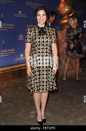 Los Angeles, CA. Dec 10, 2015. America Ferrera à la conférence de presse pour la 73e assemblée annuelle Golden Globe Awards annonce, le Beverly Hilton Hotel, Los Angeles, CA, 10 décembre 2015. © Dee Cercone/Everett Collection/Alamy Live News Banque D'Images