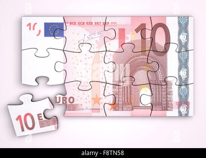 10 Euro Note Puzzle - Vue de dessus Banque D'Images