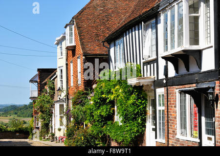 Maisons historiques le long de Watchbell Street dans la ville de Rye, East Sussex, Royaume-Uni Banque D'Images