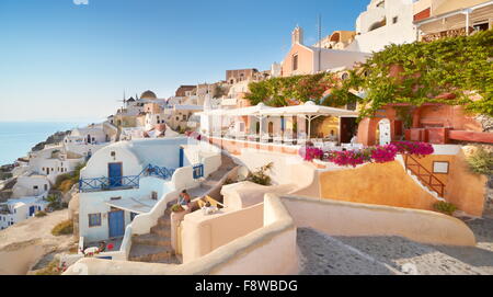 Oia, Santorini Caldera Cyclades, Grèce Banque D'Images