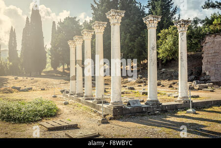 Colonnes à site antique de Asclépiéion à île de Kos en Grèce Banque D'Images