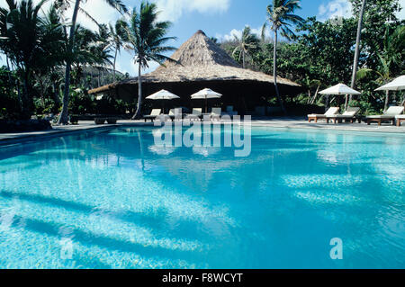 Les Fidji, Yasawa Island Resort, Yasawa Isalnd, Piscine Banque D'Images