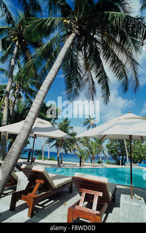 Les Fidji, Yasawa Island Resort, Yasawa Isalnd, Piscine Banque D'Images