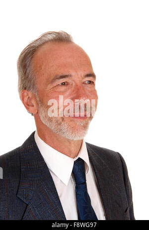 Un closeup portrait images d'un homme d'âge moyen, smiling, isolée pour fond blanc. Banque D'Images