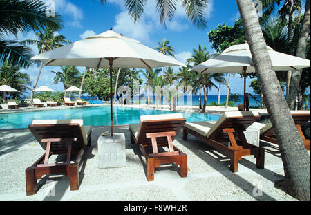 Les Fidji, Yasawa Island Resort, Yasawa Isalnd, Piscine Banque D'Images