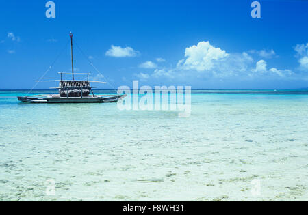 Îles Fidji, Wakaya Wakaya Island, club de voile, canoe à amarre Banque D'Images