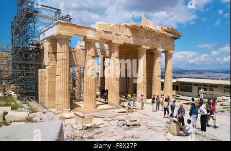 Athènes - acropole, passage par les Propylées, Grèce Banque D'Images