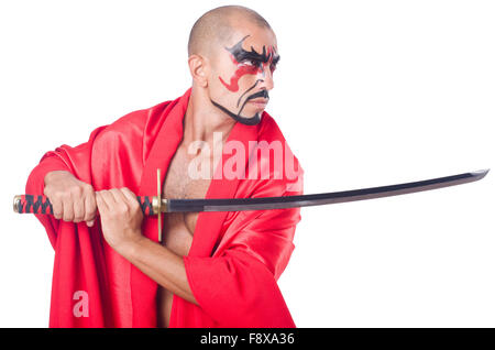 L'homme à l'épée isolated on white Banque D'Images