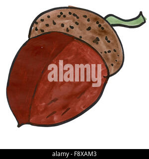 Acorn isolé sur fond blanc Banque D'Images