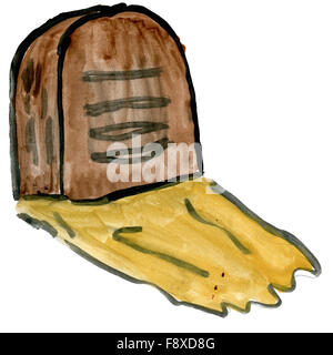 Pierre tombale isolé sur fond blanc Banque D'Images