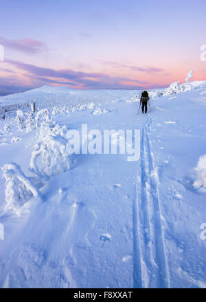 Le ski dans les monts Banque D'Images