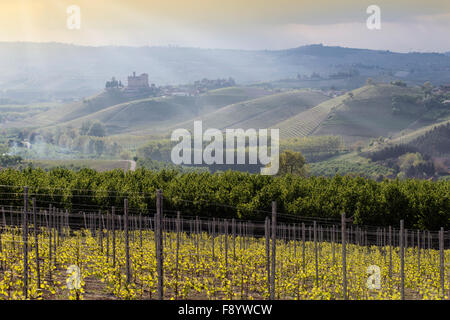 Printemps vue du château de Grinzane Cavour le patrimoine de l'Unesco sur le territoire de l'Italie Piémont Langhe Banque D'Images