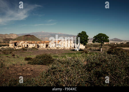 Vieille maison abandonnée finca près de Palm Mar, Tenerife, Canaries, Espagne. Banque D'Images