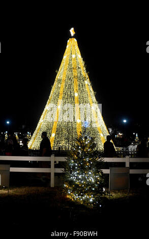 Washington, DC, USA. Dec 11, 2015. 20151211 - l'arbre de Noël de la Maison Blanche est visible pendant la soirée à Washington. © Chuck Myers/ZUMA/Alamy Fil Live News Banque D'Images