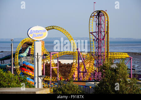 Le parc à thème Adventure Island, dans l'ouest de l'Esplanade, Southend-on-Sea, Essex, Angleterre, Royaume-Uni Banque D'Images