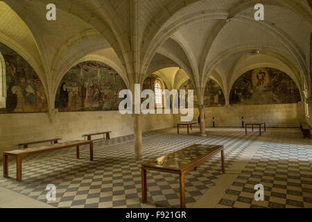 La salle capitulaire, salle du chapitre, à l'Abbaye Royale de Notre Dame de Fontevraud, Montsoreau abbaye de Fontevraud, Fontevraud Ab Banque D'Images