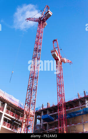 Grandes Grues sur le site de construction, Stratford, Newham Borough, London, Greater London, Angleterre, Royaume-Uni Banque D'Images