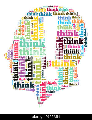 Nuage de mots crois concept en forme de tête humaine Banque D'Images