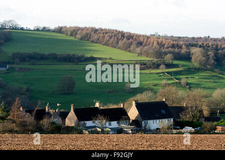 Paysage Cotswold en hiver vu au village Snowshill, Gloucestershire, England, UK Banque D'Images