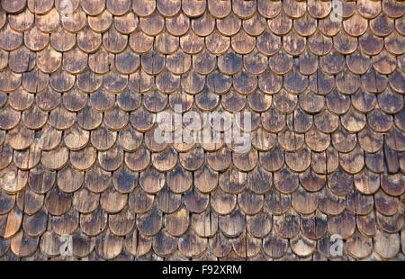 Mur de bardeaux de bois Banque D'Images