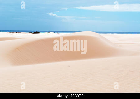 L'île de Socotra, au Yémen, au Moyen-Orient : la mer d'Oman à la fin des dunes de sable de plage Aomak, Stéréo, zone protégée, 4x4, excursion desert Banque D'Images