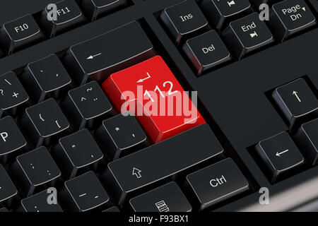 Concept 112 sur clavier bouton rouge Banque D'Images