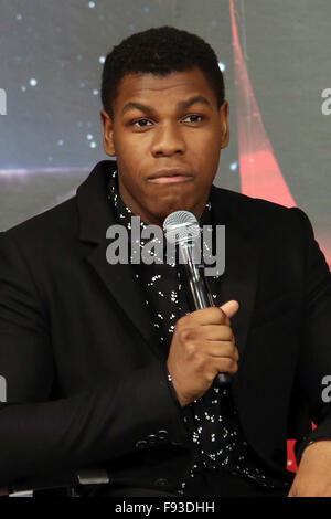 John Boyega durant la conférence de presse pour 'Star Wars : The Force éveille' Japon premiere au Sheraton Grande Tokyo Bay Hotel le 11 décembre 2015 à Urayasu, Japon Banque D'Images