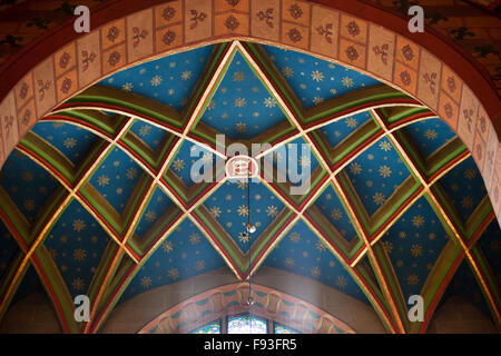 L'Église Mariacki - Basilique Sainte Marie voûte nervurée détail architectural à Cracovie, Pologne Banque D'Images