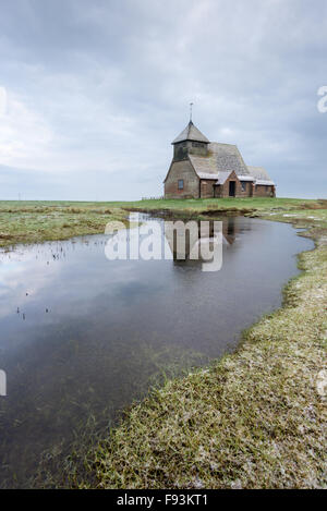 St Thomas a Becket (également connu sous le nom de l'établissement Fairfield) Église, juste après une fine couche de neige. Banque D'Images