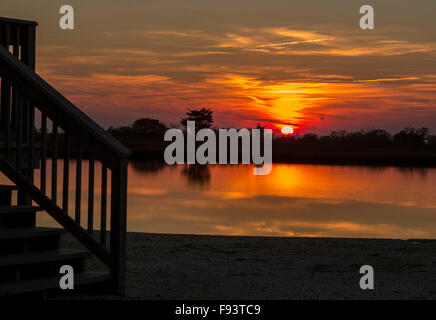 Coucher de Assateagu7e Island Banque D'Images