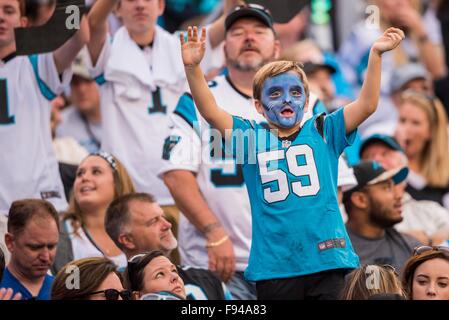 Charlotte, Caroline du Nord, USA. 13 Décembre, 2015. Un jeune fan au cours de la NFL football match entre les Falcons d'Atlanta et le Carolina Panthers le dimanche, 13 décembre 2015 à Charlotte, NC. Jacob Kupferman/CSM Crédit : Cal Sport Media/Alamy Live News Banque D'Images