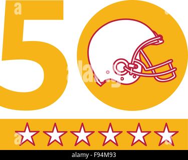 Illustration du numéro 50 avec American football helmet vue latérale avec cinq étoiles pour le SF Bay Area ou San Francisco Bay Illustration de Vecteur