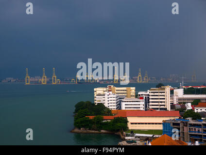 Portrait de la ville et le port, l'île de Penang, George Town, Malaisie Banque D'Images