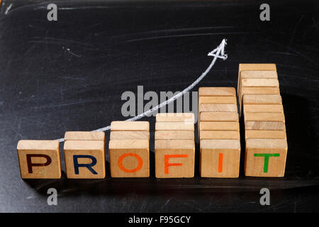 La croissance des bénéfices de blocs en tant que graphique progressive Banque D'Images