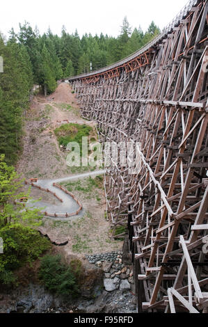 Le pont sur chevalets Kinsol, également connu sous le nom de la rivière Kokshilah Tréteau, est un chemin de fer en bois pont sur chevalets situé sur l'île de Vancouver au nord de Banque D'Images