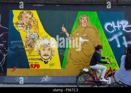 Exposition en galerie, la plus grande galerie d'art en plein air dans le monde, peint sur le segment de mur de Berlin.Sa est de 1,3 kl de longue Banque D'Images