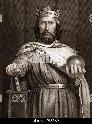 Charlemagne, portant le costume impérial, Charles le Grand ou Carolus Magnus, 747-814, Roi des Francs et empereur de la R Banque D'Images