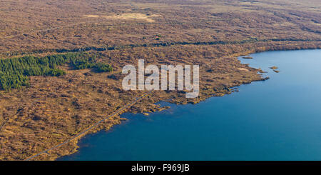 Vue aérienne Lake, le Parc National de Thingvellir Thingvellir, Islande Banque D'Images