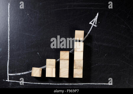 La croissance des bénéfices de blocs en tant que graphique progressive Banque D'Images