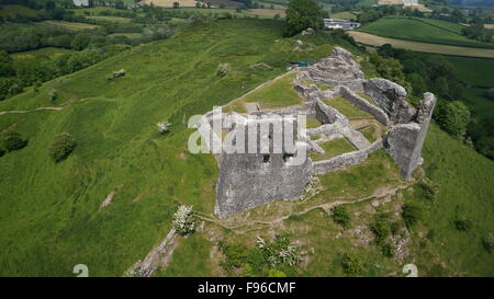 Vue aérienne du château de Dryslwyn, Golden Grove, Towy Valley, Carmarthenshire Banque D'Images